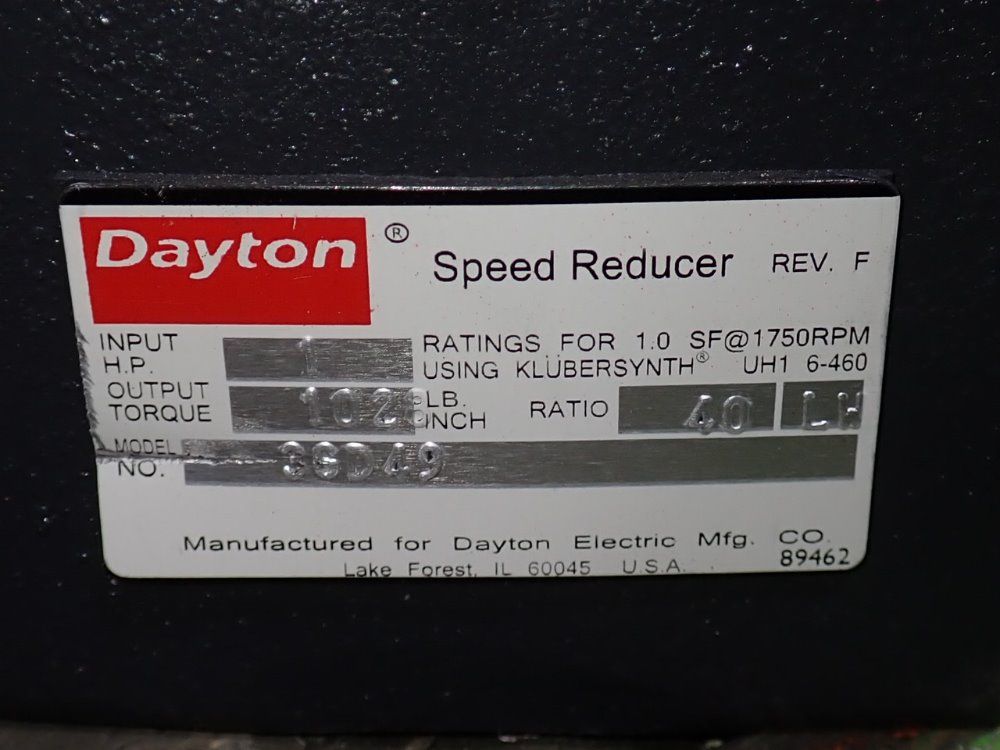 Dayton 40 Ratio Gear Reducer - 3gd49