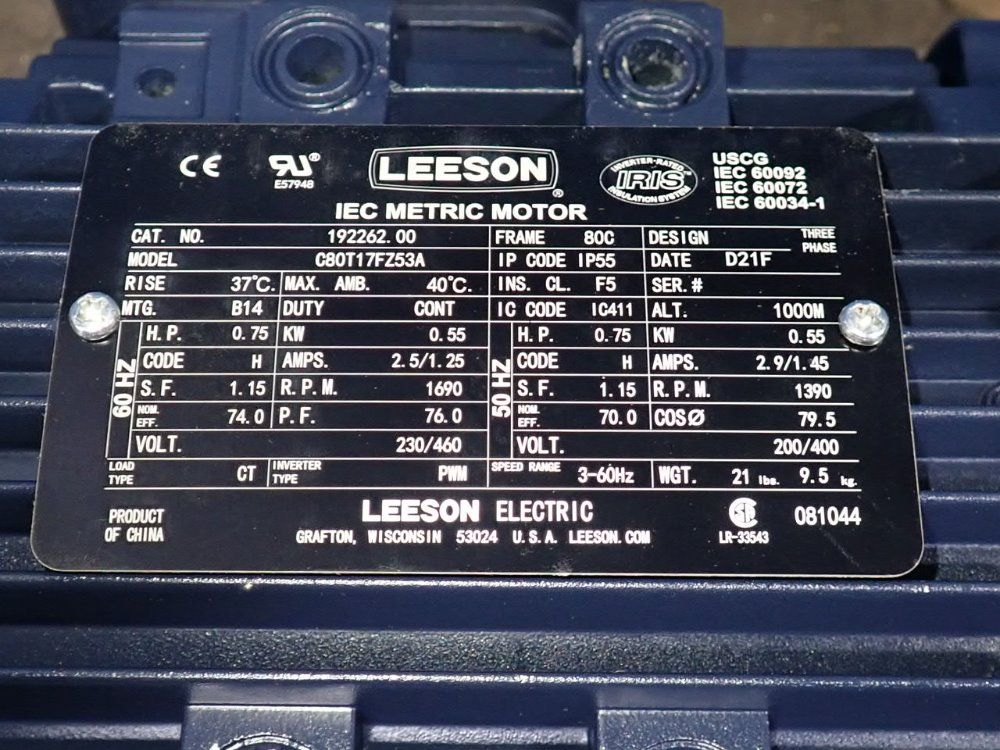 Leeson 0.75 Hp Motor - C80t17fz53a