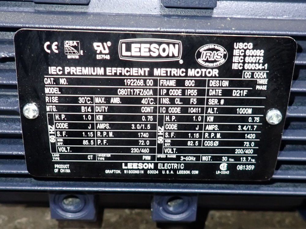 Leeson 1 Hp Motor - C80t17fz60a
