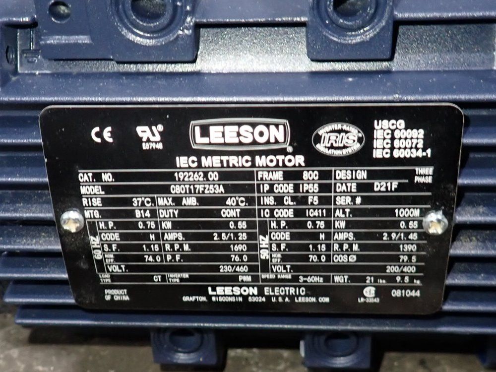 Leeson 0.75 Hp Motor - C80t17fz53a