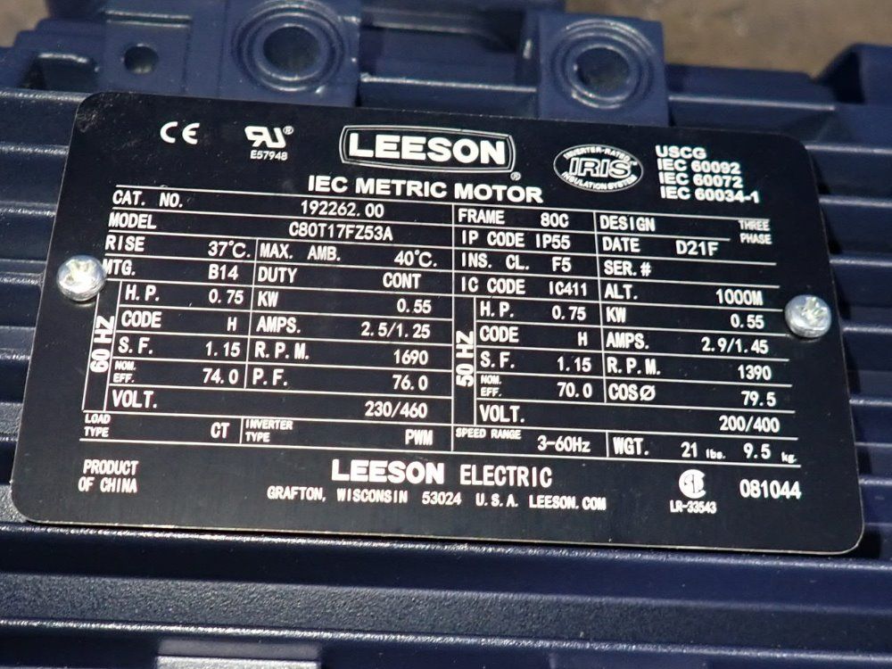 Leeson 0.75 Hp Motor - C80t17fz53a