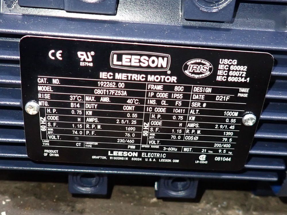 Leeson 0.75 Hp Motor - C80t17fz53a