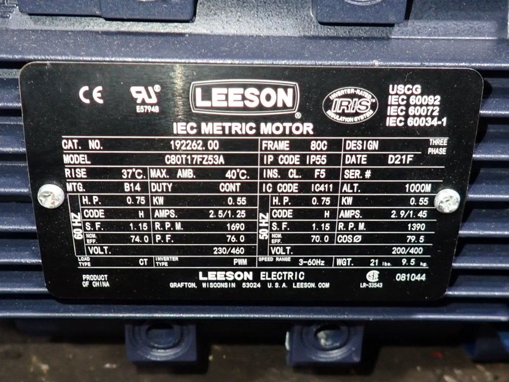 Leeson 0.75 Hp Motor - C80t17fz53a