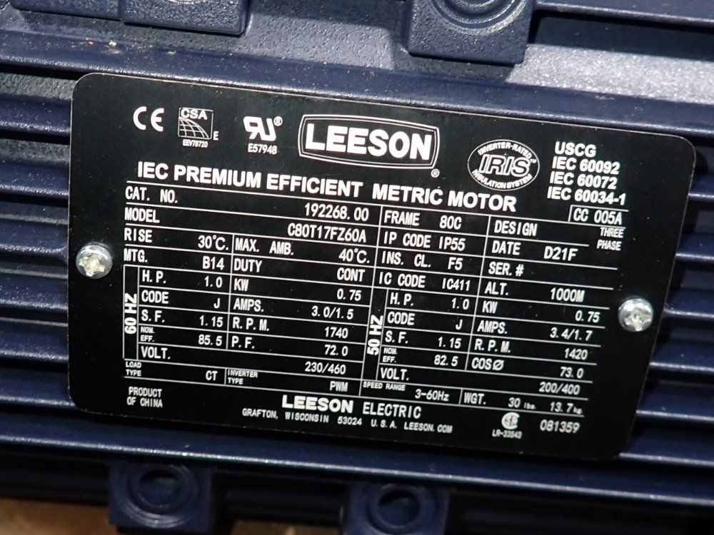 Leeson 1 Hp Motor - C80t17fz60a