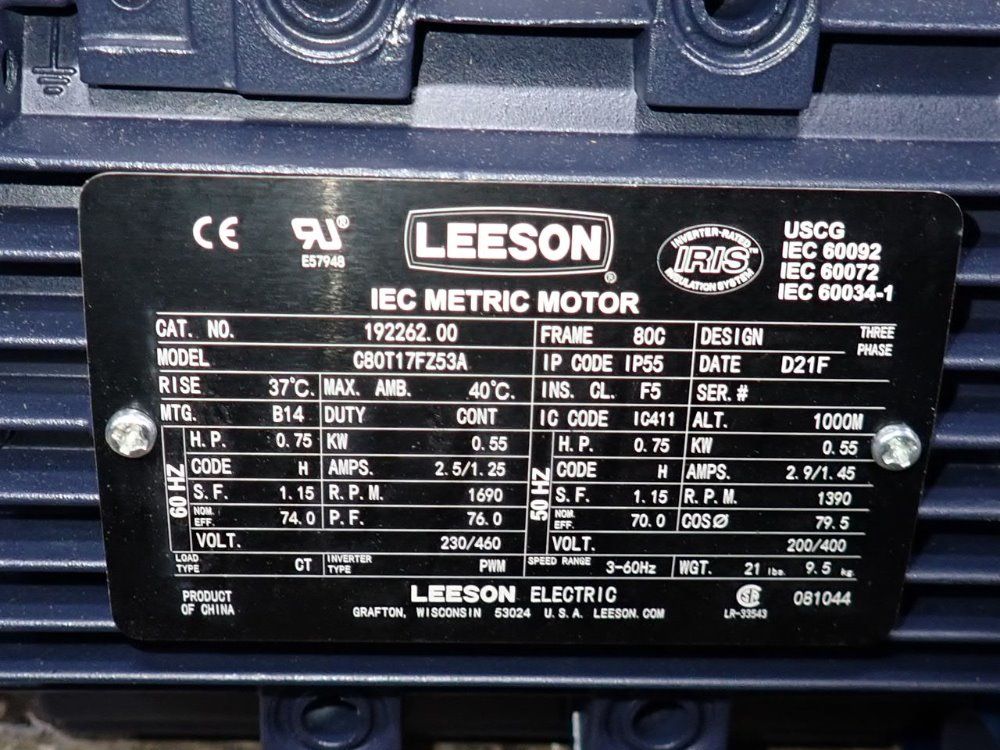 Leeson 0.75 Hp Motor - C80t17fz53a
