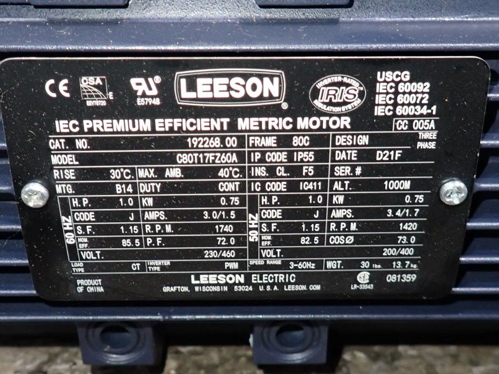 Leeson 1 Hp Motor - C80t17fz60a