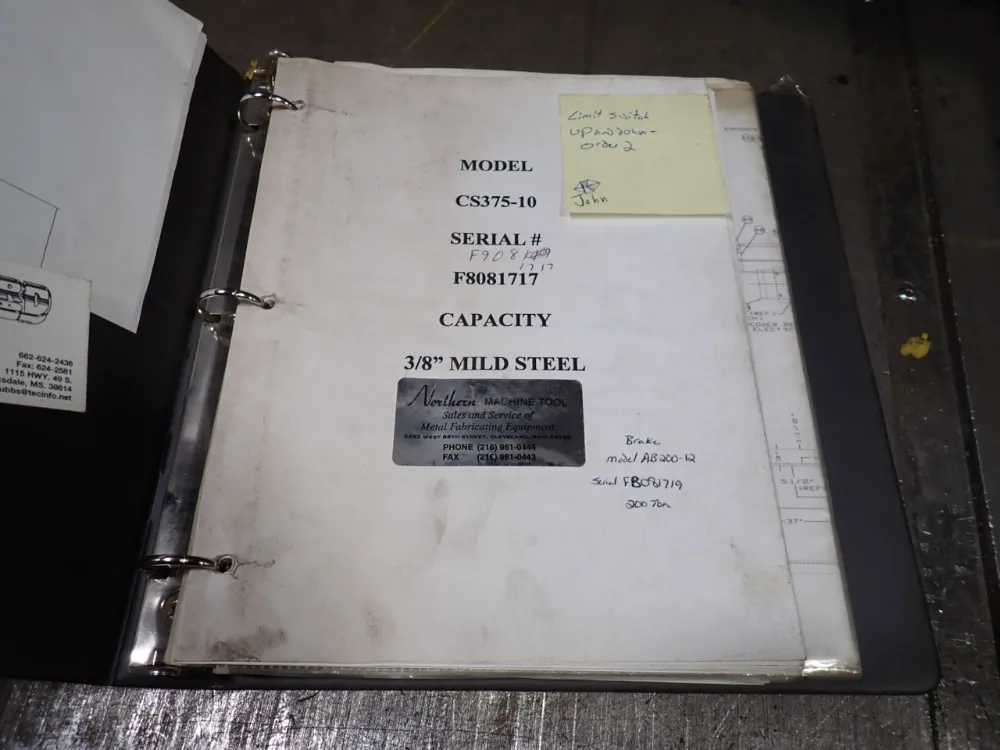 Standard Industrial Corp 3/8" X 122" Shear - Cs375-10