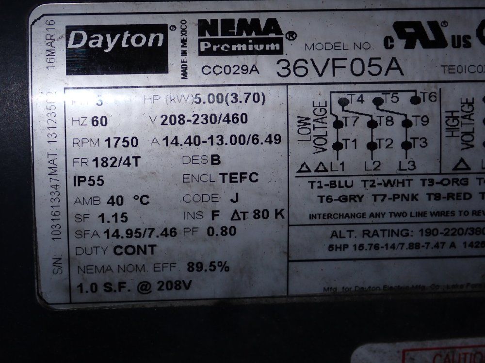 Dayton 5 Hp Exhaust Fan - 1aha6