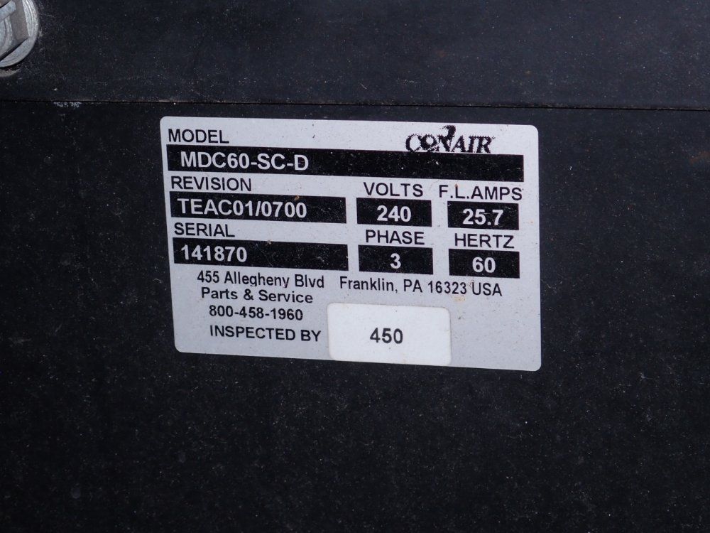 Conair Dryer W/hopper - Mdc60-sc-d