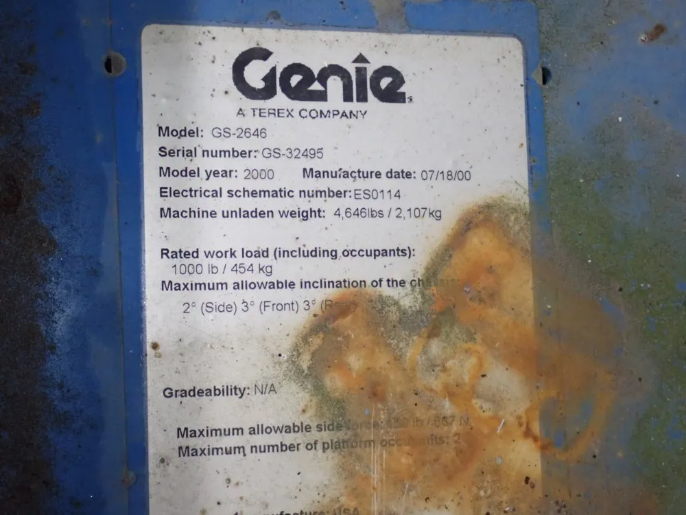 Genie 1000 Lbs Scissor Lift - Gs-2646