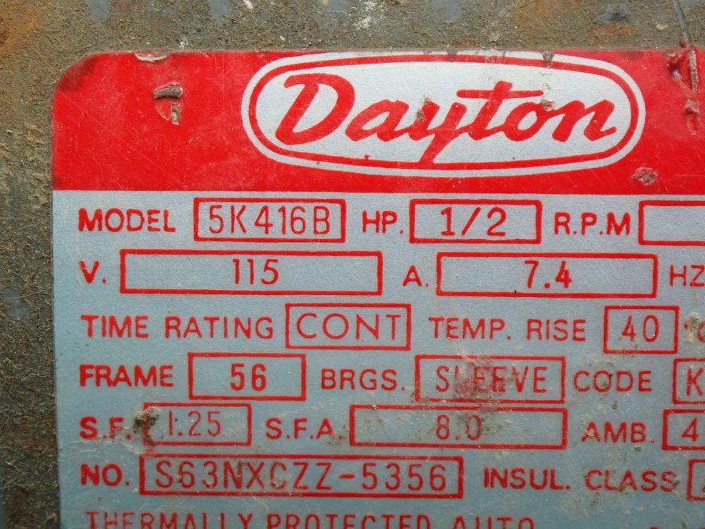 Dayton 1140rpm Ac Motor - 5k416b