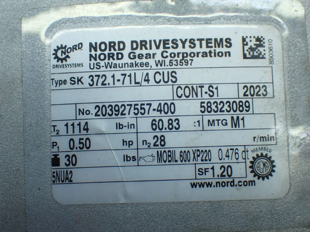 Nord Drivesystems 0.50hp Gear Motor - 372.1-71l/4 Cus