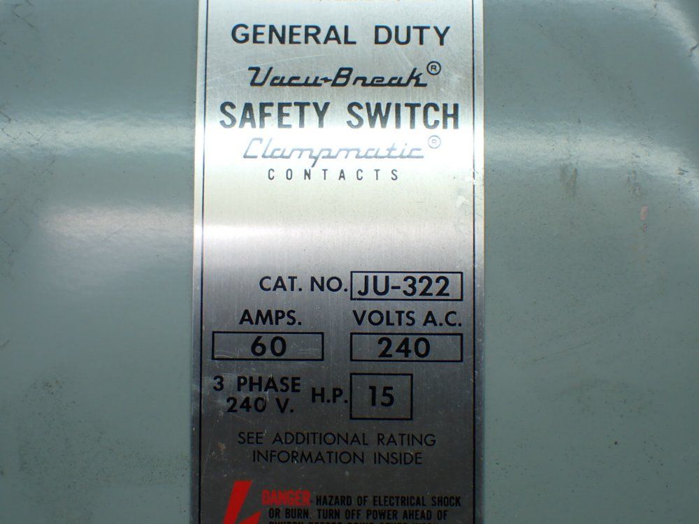 Ite Imperial 15hp General Duty Vacu-break Safety Switch - Ju-322
