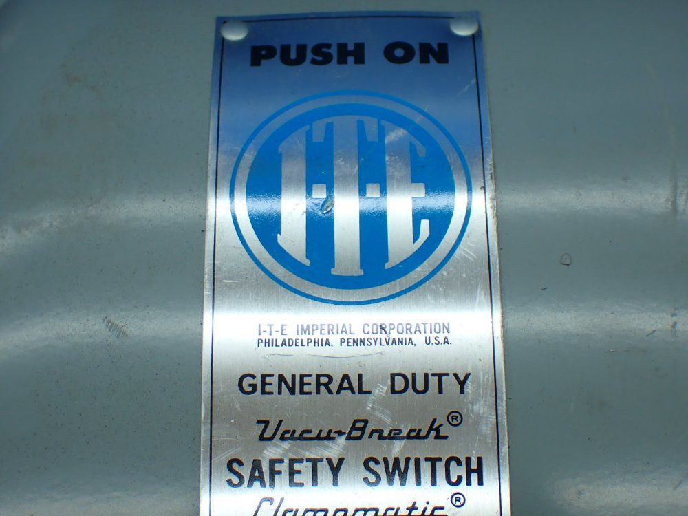 Ite Imperial 15hp General Duty Vacu-break Safety Switch - Ju-322