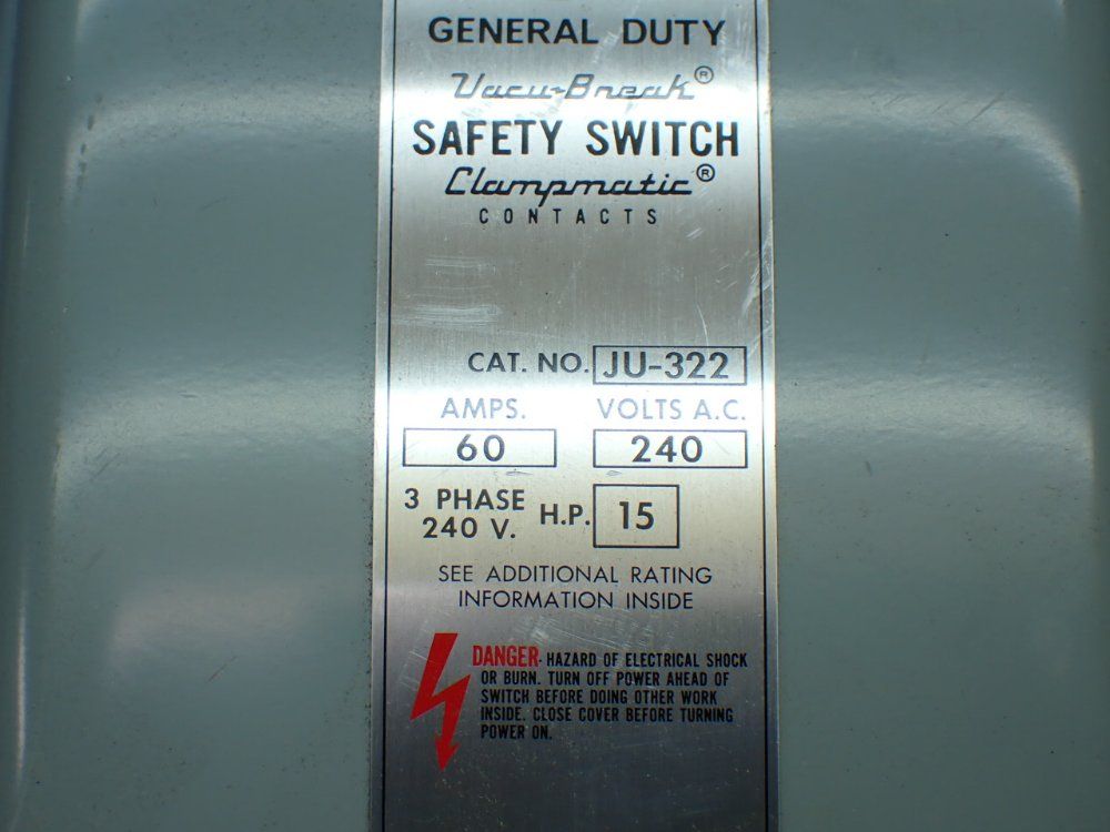 Ite Imperial 15hp General Duty Vacu-break Safety Switch - Ju-322