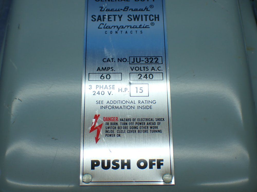 Ite Imperial 15hp General Duty Vacu-break Safety Switch - Ju-322