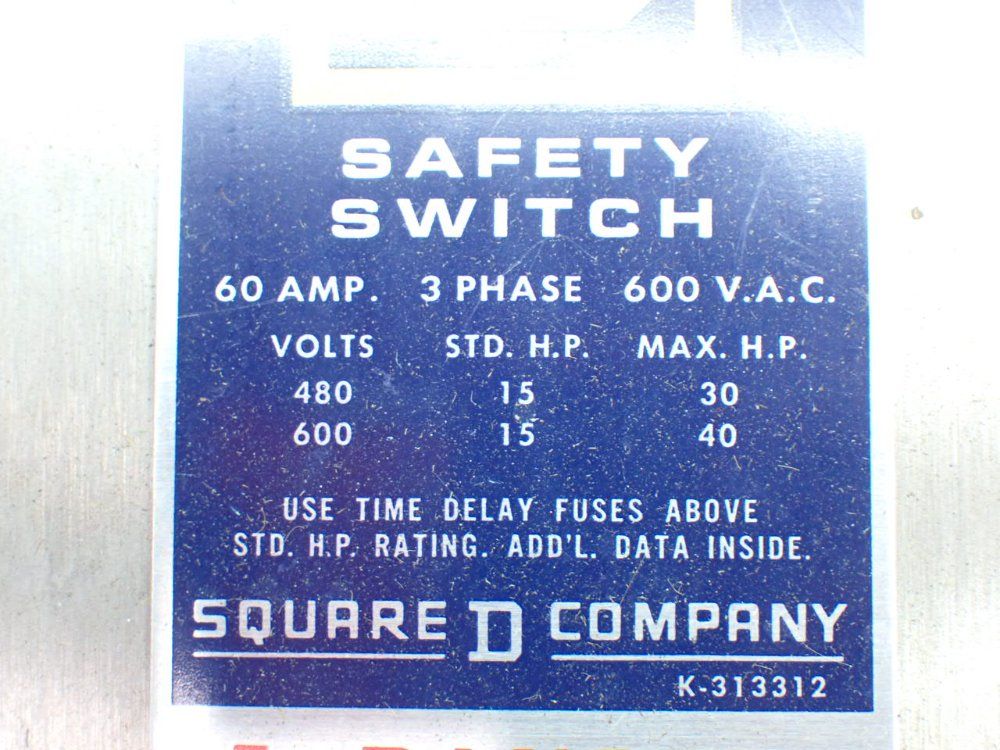 Square D 40hp Safety Switch