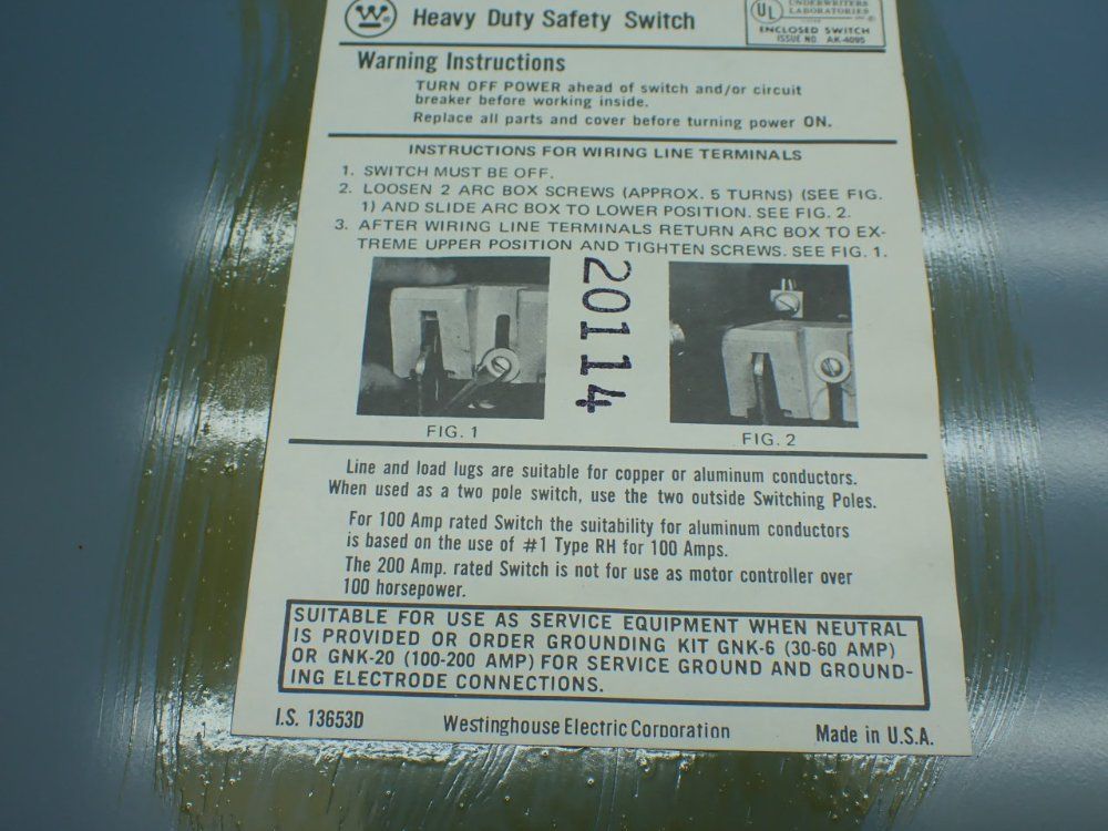 Westinghouse Heavy Duty Safety Switch - Jhu363