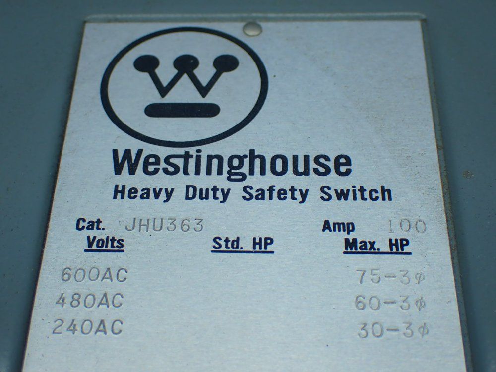 Westinghouse Heavy Duty Safety Switch - Jhu363