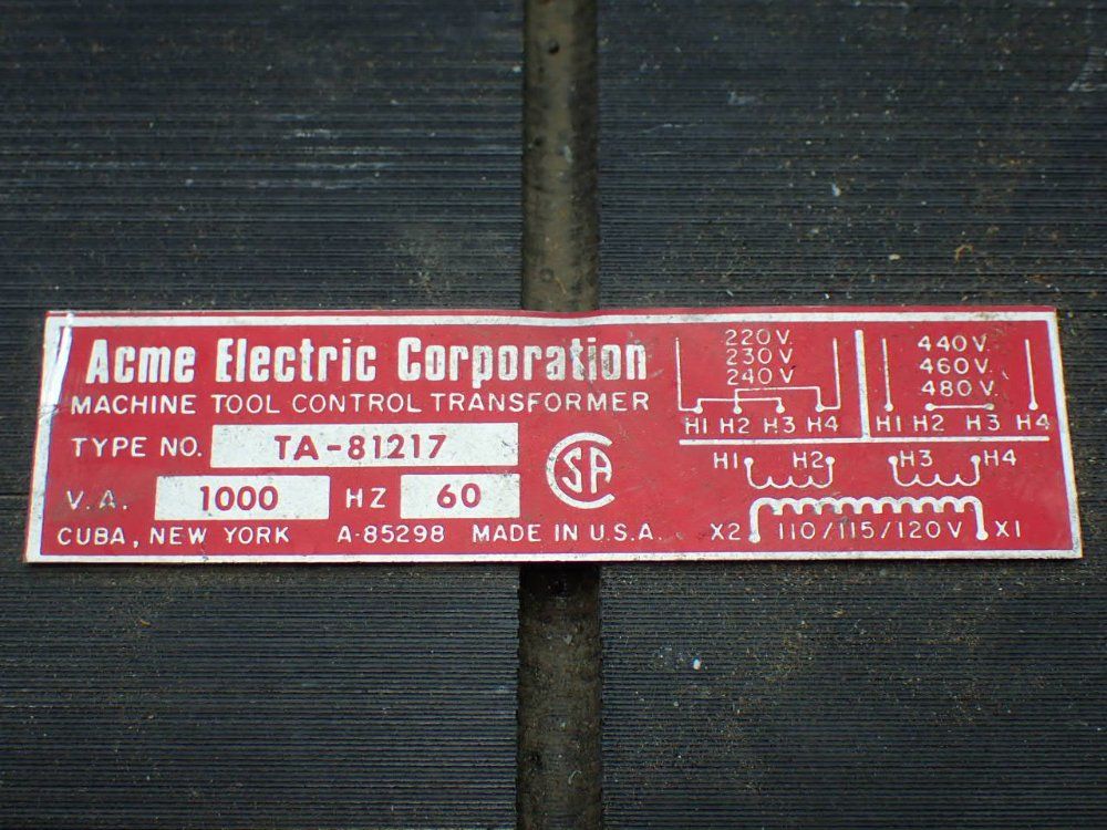 Acme Machine Tool Control Transformer - Ta-81217