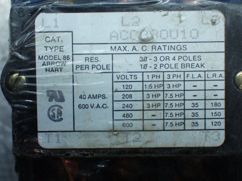 Arrow Hart 4pcs Arrow Hart Contactor Lot (3x)acc330v10 & Acc430v10 - Acc43uv10