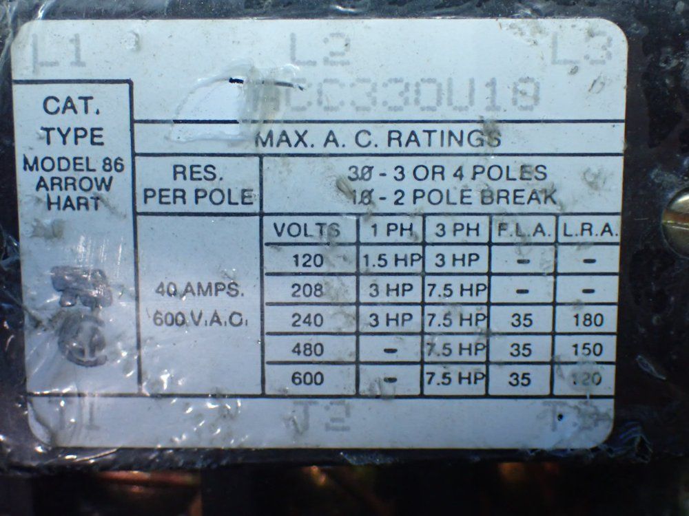 Arrow Hart 4pcs Arrow Hart Contactor Lot (3x)acc330v10 & Acc430v10 - Acc43uv10