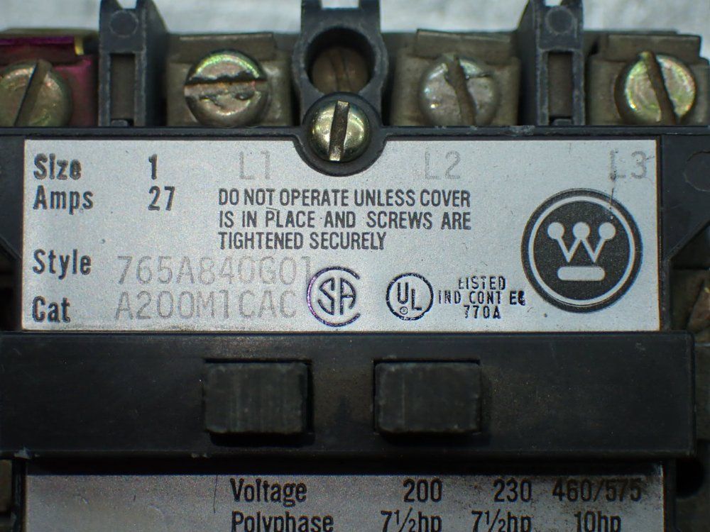 Westinghouse Motor Starter - 765a840g01