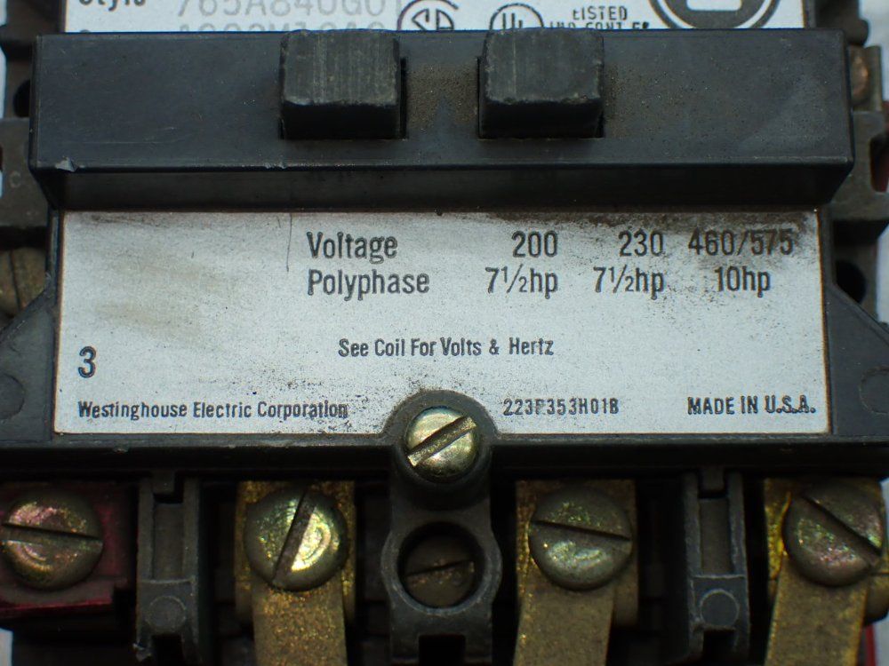 Westinghouse Motor Starter - 765a840g01
