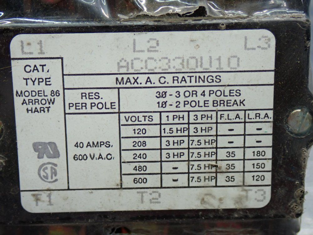Arrow Hart Definite Purpose Contactor - Acc330u10