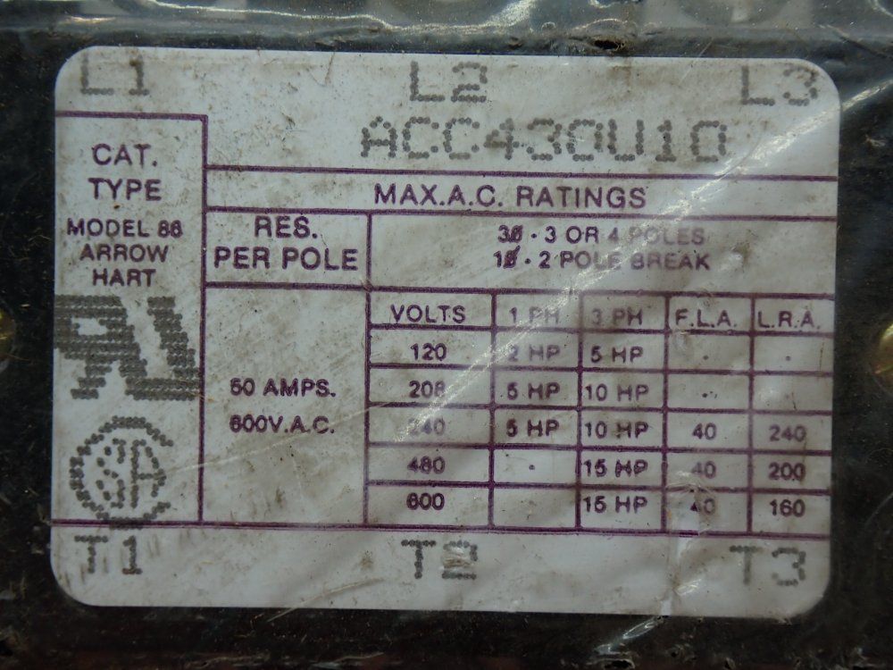 Arrow Hart Contactor Unit, 3pcs - Acc430u10