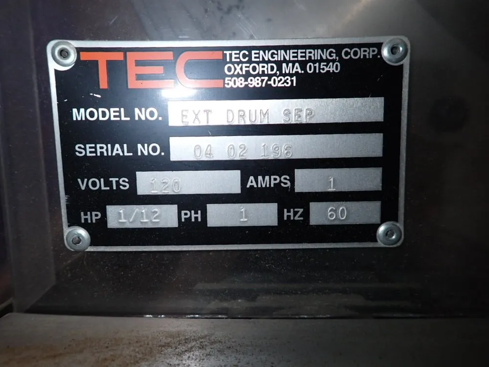 Tec Engineering Corporation Cutter Tumbler - Ext Drum Sep