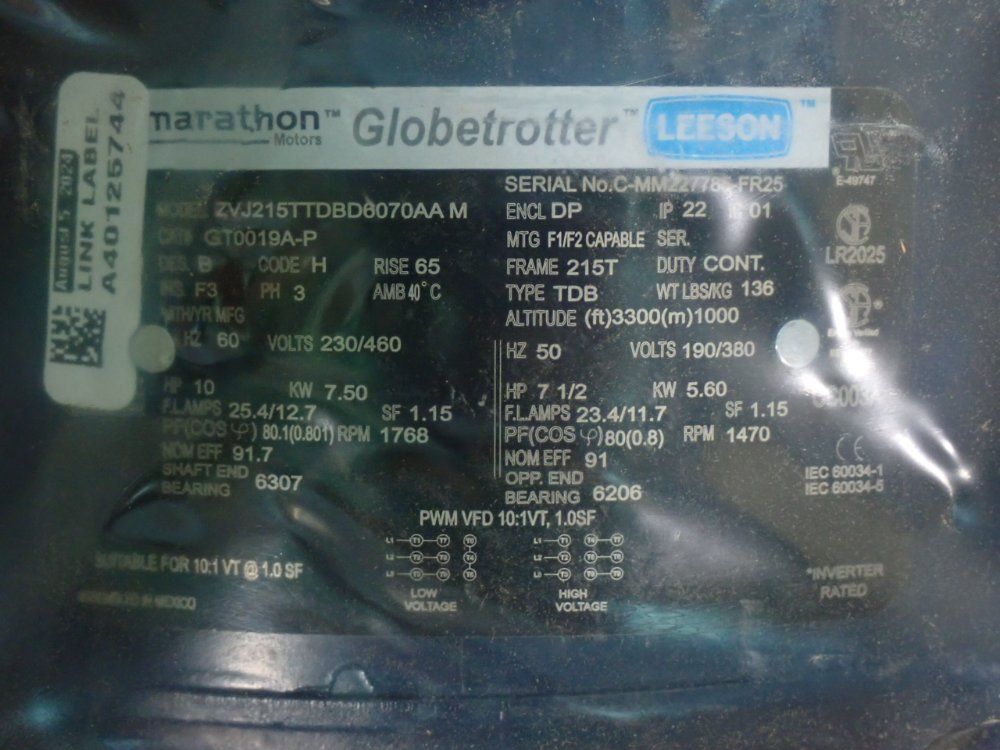 Marathon Motors 7.5hp General Purpose Motor - Zvj215ttdbd6070aa M