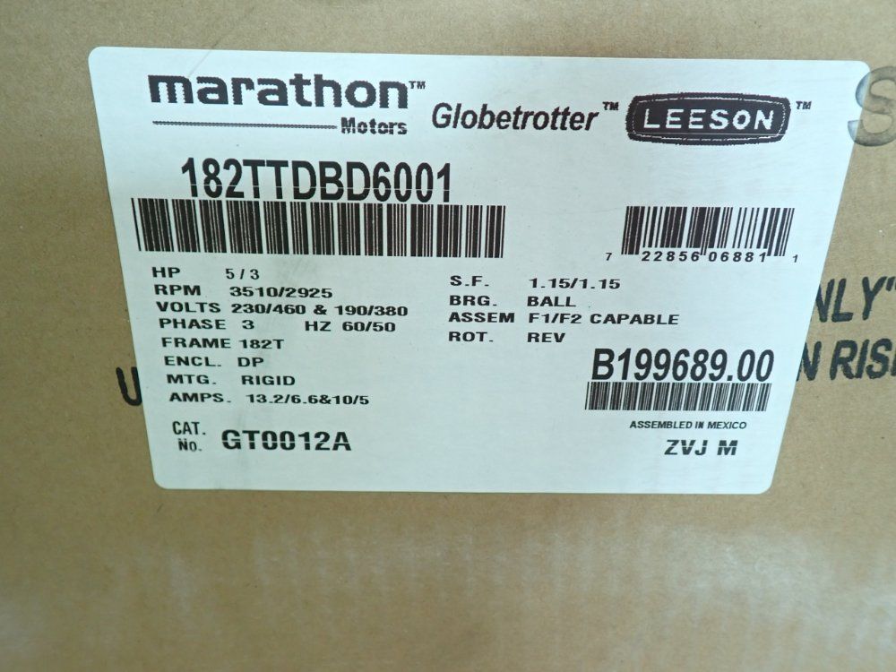 Marathon Motors General Purpose Motor - 182ttdbd6001