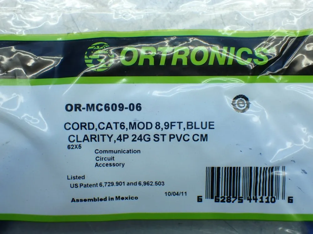 Ortronics 9ft 15 Cat6 Moudle Patch Cords. - Or-mc609-06