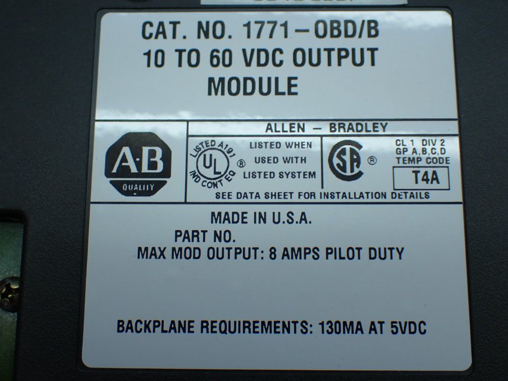 Allen-bradley 5 16-channel, 10–60v Dc Digital Output Modules - 1771-obd/b
