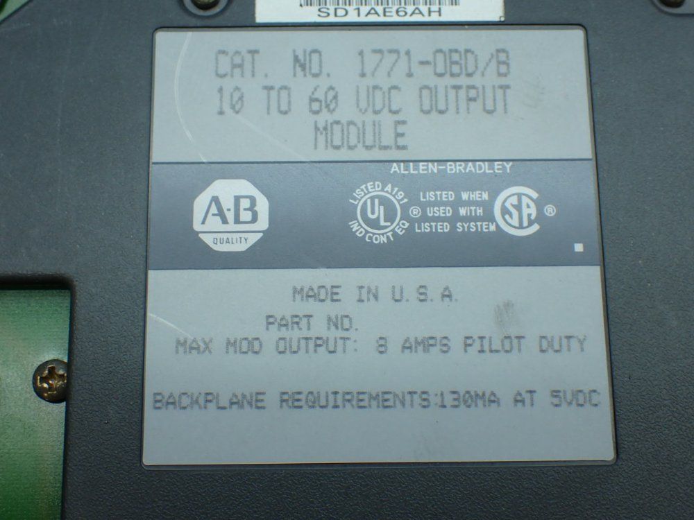 Allen-bradley 5 16-channel, 10–60v Dc Digital Output Modules - 1771-obd/b