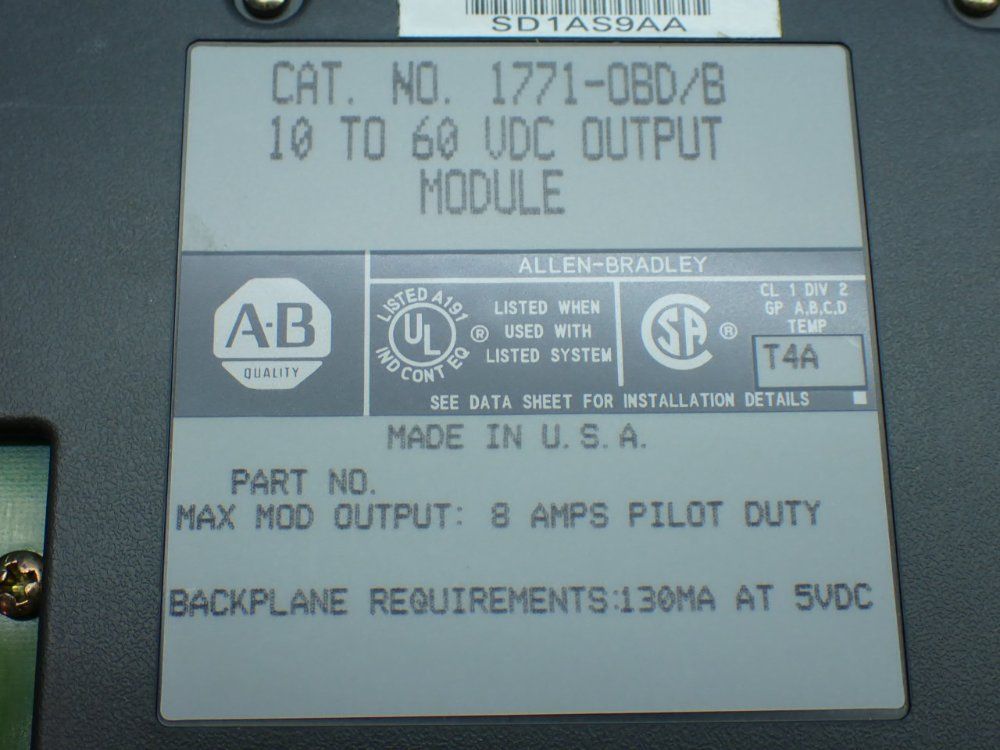 Allen-bradley 5 16-channel, 10–60v Dc Digital Output Modules - 1771-obd/b