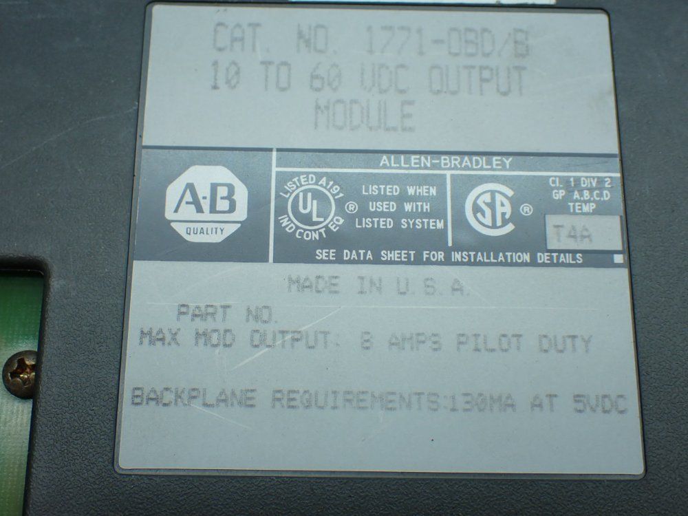 Allen-bradley 5 16-channel, 10–60v Dc Digital Output Modules - 1771-obd/b