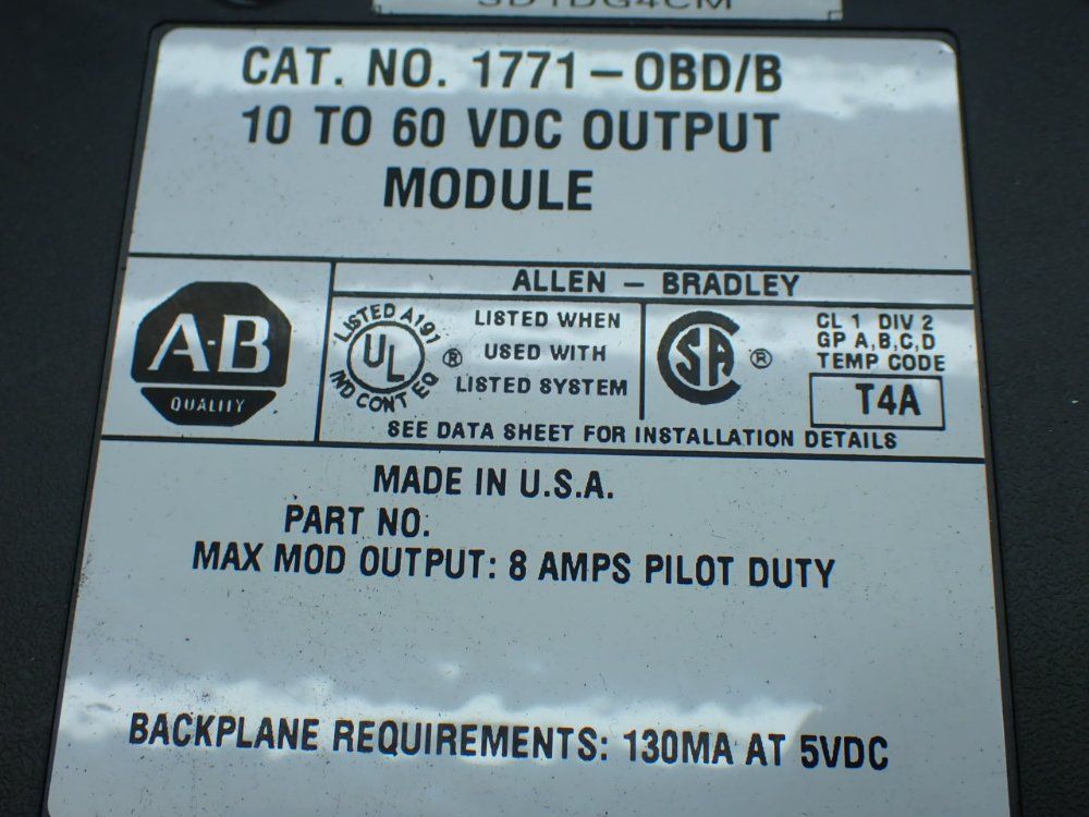 Allen-bradley 5 16-channel, 10–60v Dc Digital Output Modules - 1771-obd/b