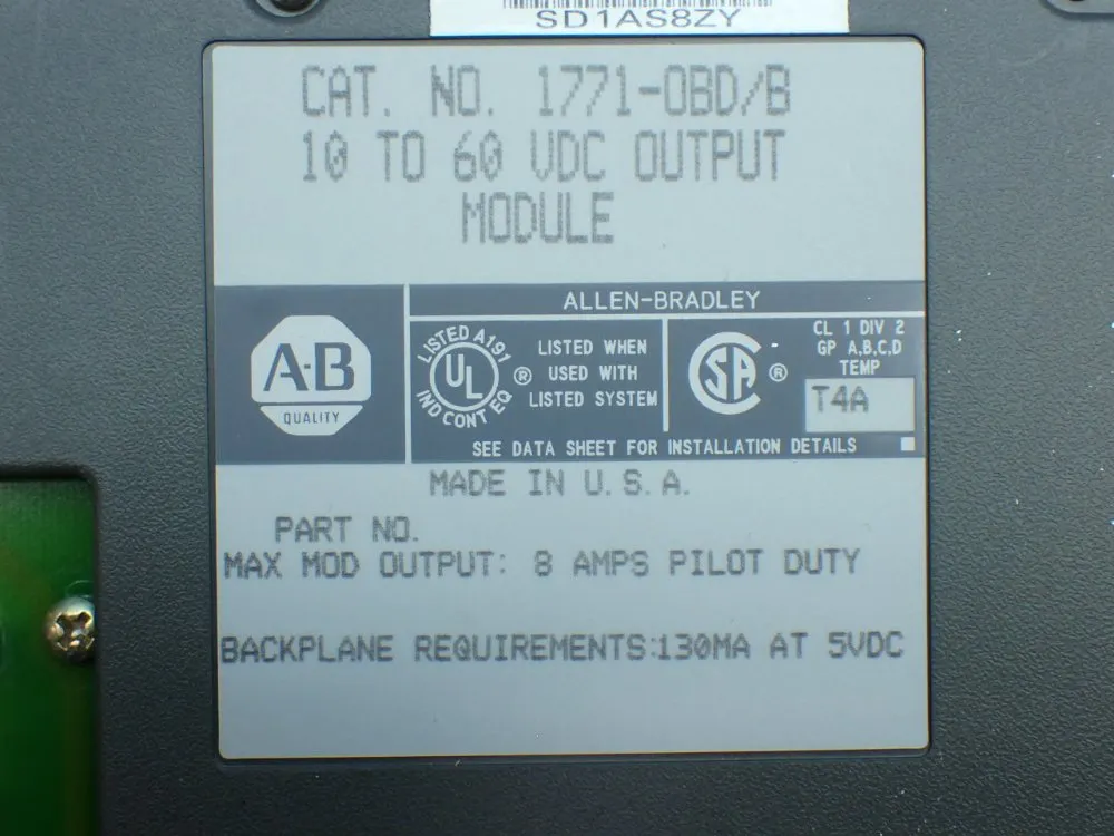 Allen-bradley 5, 16-channel, 10–60v Dc Digital Output Modules - 1771-obd/b