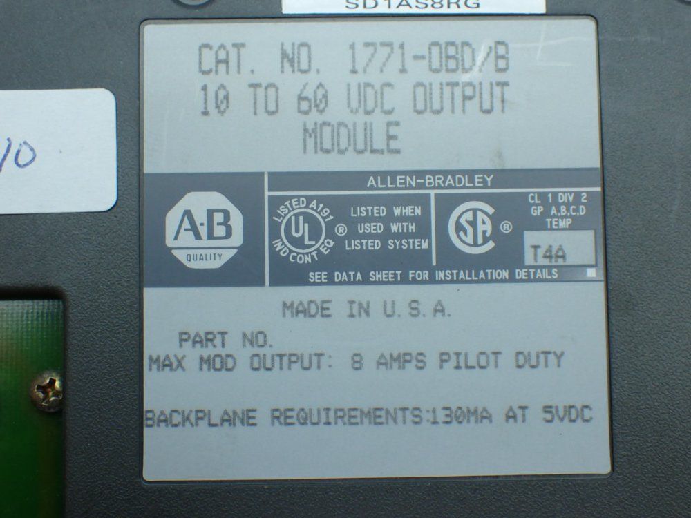 Allen-bradley 5, 16-channel, 10–60v Dc Digital Output Modules - 1771-obd/b