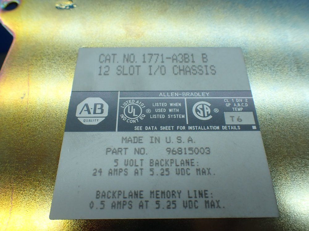Allen-bradley 12 Slot I/o Chassis - 1771-a3b1