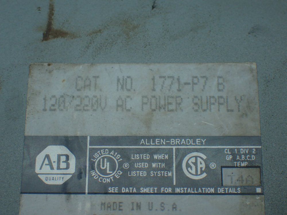 Allen-bradley 120/220v Ac Power Supply Module - 1771-p7