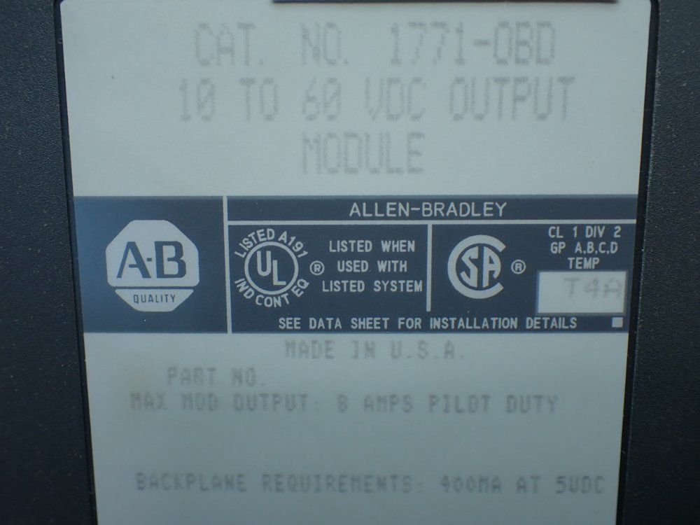 Allen-bradley Two 10-60vdc Output Modules - 1771-obd