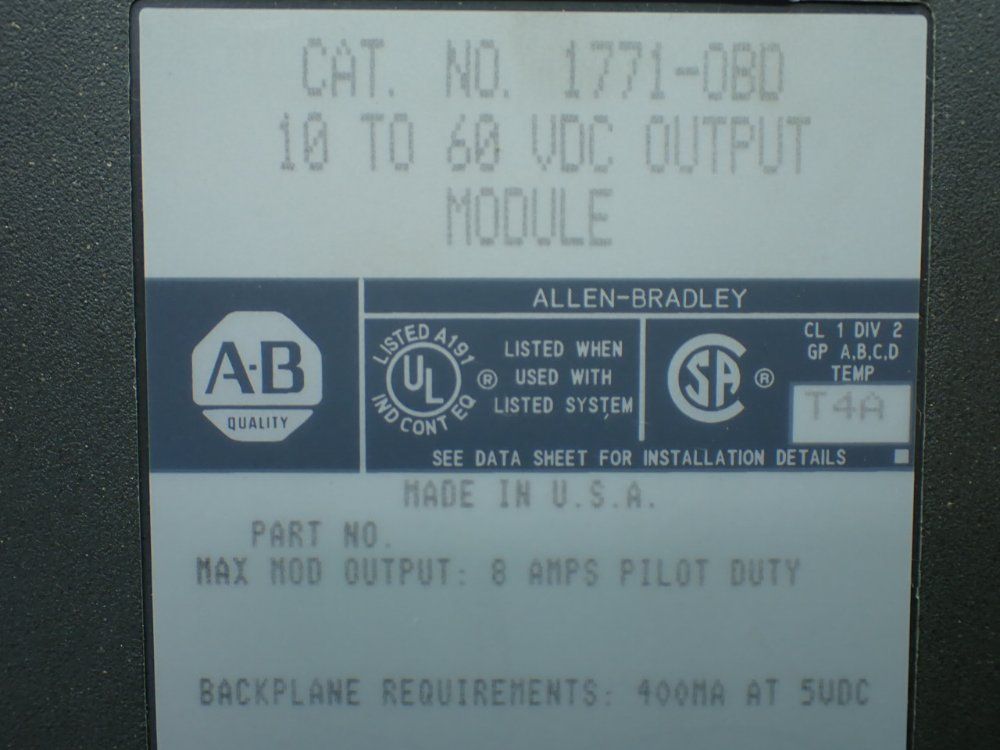 Allen-bradley Two 10-60vdc Output Modules - 1771-obd