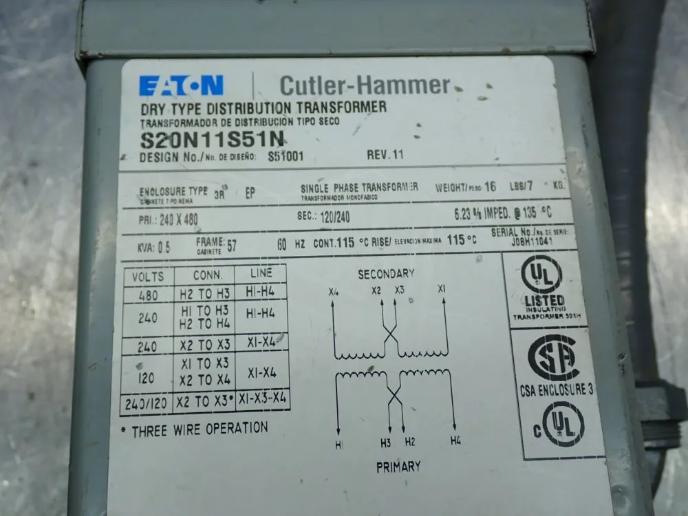 Eaton Dry Transformer - S20n11s51n