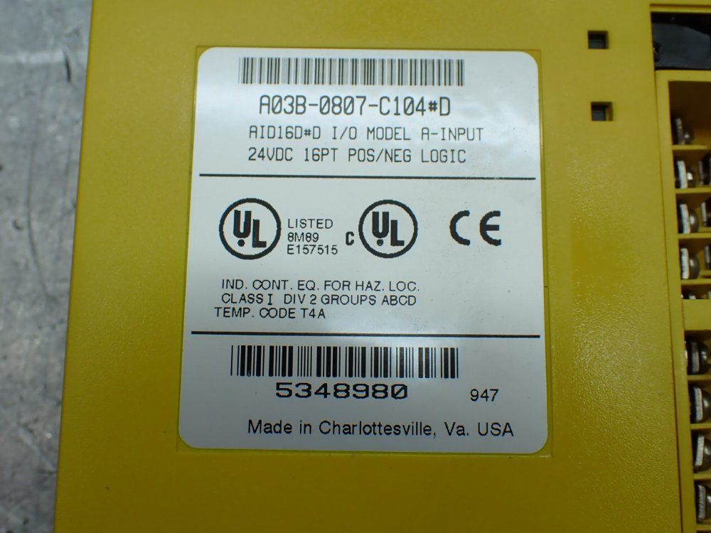 Fanuc 2 Digital Input Modules - A03b-0807-c104