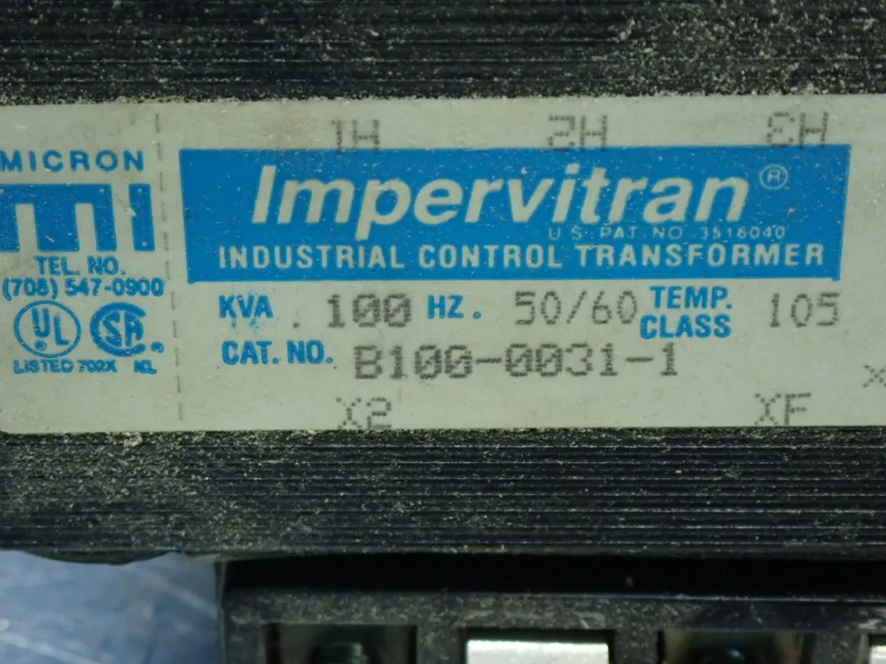 Micron Impervitran Industrial Control Transformer - B100-0031-1
