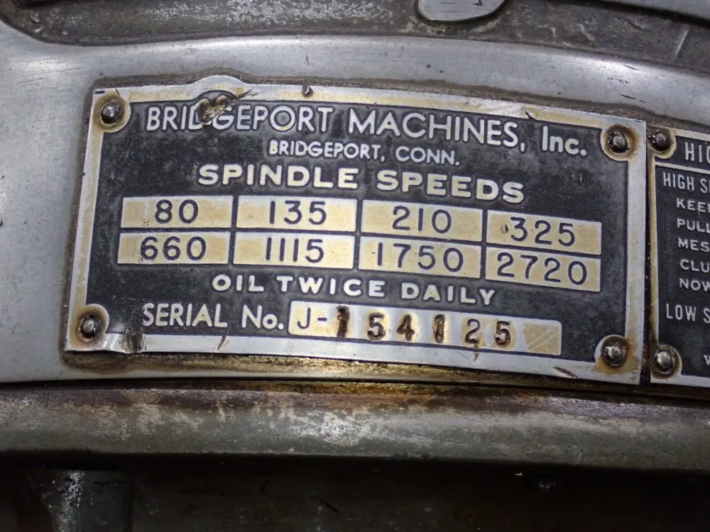 Bridgeport 9" X 42" Vertical Mill With Digital Readout