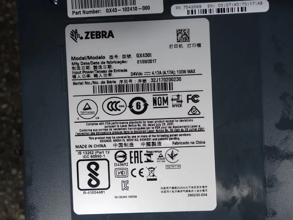 Zebra Barcode Printer - Gx430t